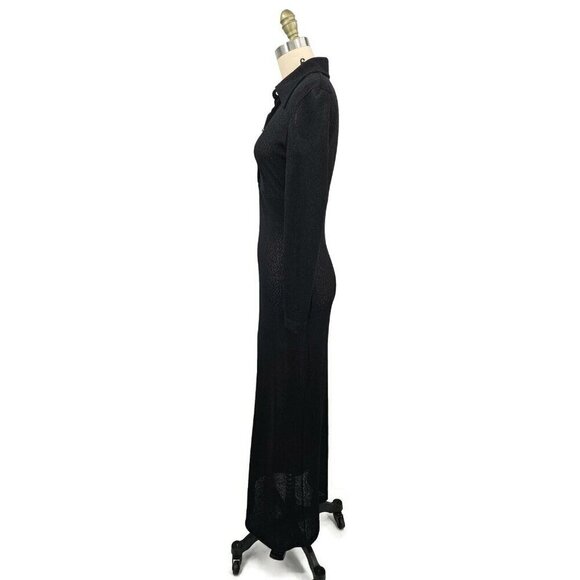 VTG 90s Guess Collection Maxi Dress Womens 6 Black Long Sleeve - Picture 4 of 7